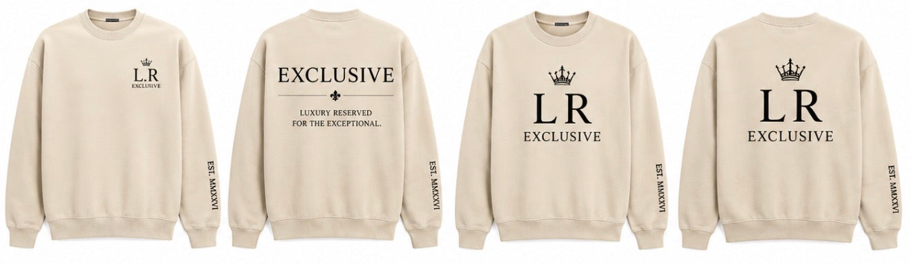 L.R. Exclusive black sweatshirt back with Exclusive text
